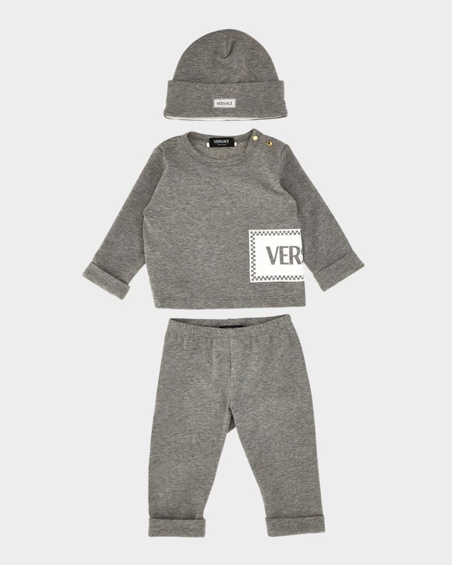 Boy's Damier Logo-Print 3-Piece Set, Size Newborn-9